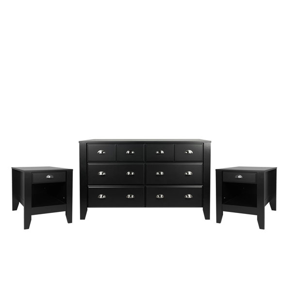 Lark Manor Alizaya Bavier Faux Wood 3 Piece Double Dresser And